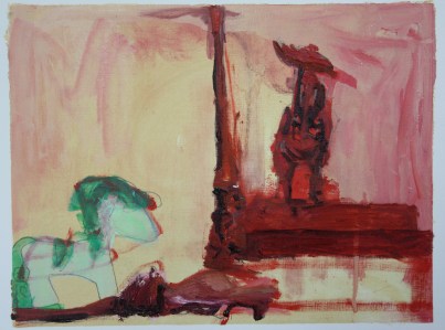 'He was like that when i got here, honest' 2013 A2 Oil paint, acrylic paint and pencil on paper SOLD