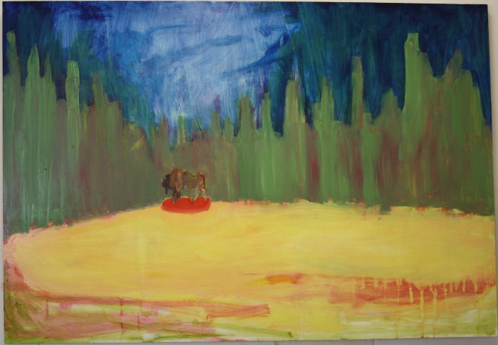 Oil paint on board, 69cm by 100cm