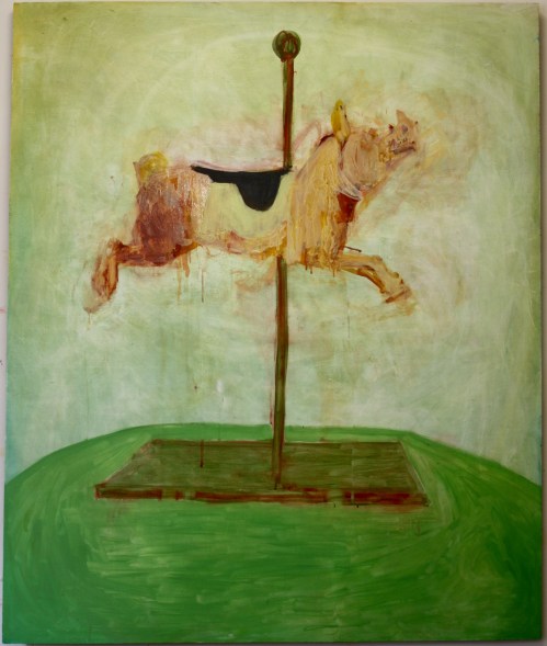 'Practising flying', Oil paint on board, 120cm by 100cm