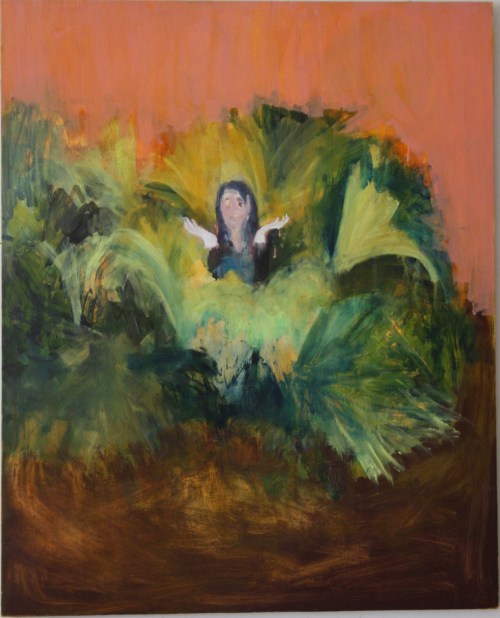 'They sculpted me out of marzipan', Oil paint and acrylic paint on board, 75cm by 60cm